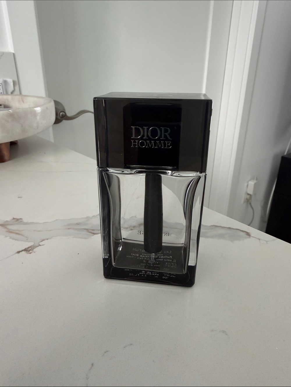 Dior Homme Clear Glass Bottle with Black Cap 100 ML ONLY EMPTY BOTTLE